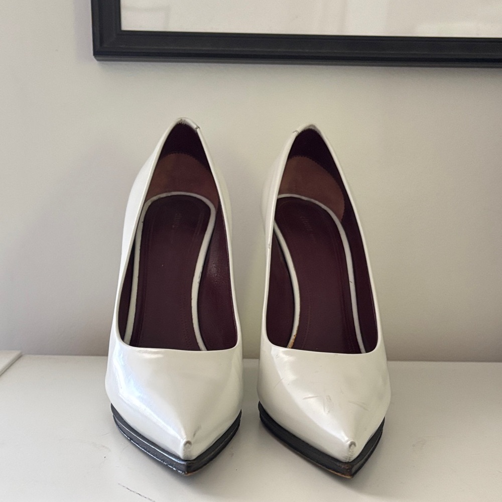 Celine by Phoebe Philo White Leather Wedge